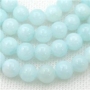 lt.blue Mashan Jade Beads, round, approx 10mm dia [GB13633-10MM]