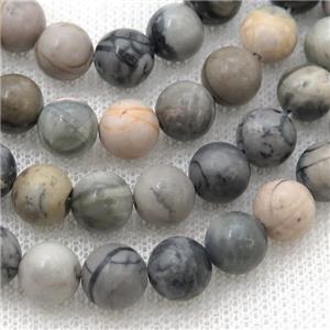 Black Picasso Jasper Beads Creek Smooth Round, approx 10mm dia [GB13642-10MM]