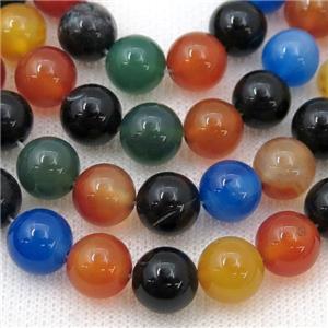 round Agate Beads, round, mixed color, approx 10mm dia [GB13648-10MM]