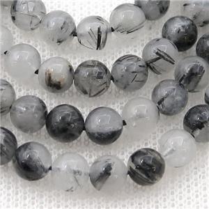 black Rutilated Quartz Beads, round, approx 8mm dia [GB13669-8MM]
