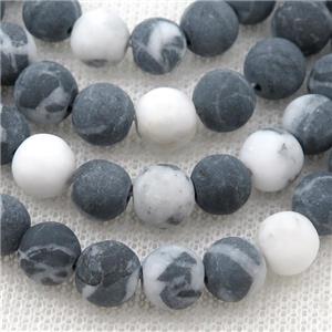 round white black Jasper Beads, matte, approx 12mm dia [GB13694-12MM]