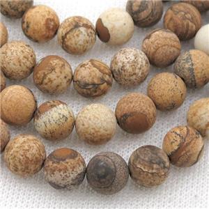 round yellow Picture Jasper Beads, matte, approx 12mm dia [GB13709-12MM]