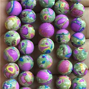 mosaic synthetic Imperial Jasper Beads, round, multicolor, approx 8mm dia [GB13731]
