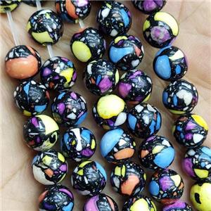 mosaic synthetic Imperial Jasper Beads, round, multicolor, approx 8mm dia [GB13734]
