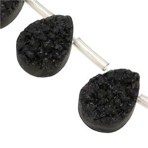 black Agate Druzy teardrop beads, approx 22x30mm [GB13735-22X30MM]