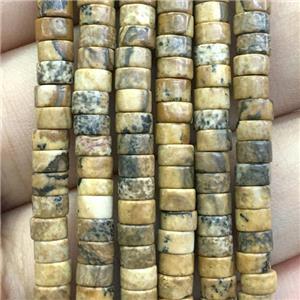 Picture Jasper heishi beads, approx 2x4mm [GB13740]