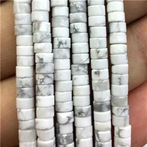 white Howlite heishi beads, approx 2x4mm [GB13741]