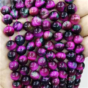 hotpink Tiger eye stone beads, round, approx 12mm dia [GB13759-12MM]