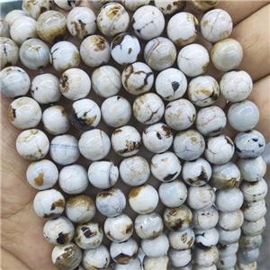 round Fire Agate Beads, white, approx 10mm dia [GB13763]