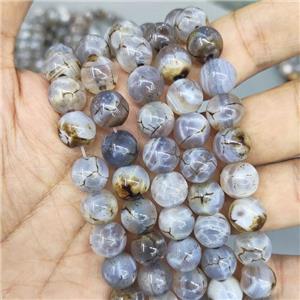 round Fire Agate Beads, gray, approx 10mm dia [GB13764]