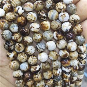 round Fire Agate Beads, coffee, approx 10mm dia [GB13765-10MM]