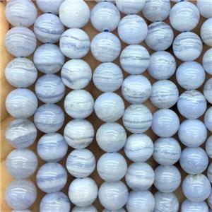 Natural Blue Lace Agate Beads Smooth Round A-Grade, approx 8mm dia [GB13772]