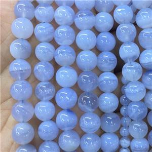 round blue Lace Agate beads, approx 8mm dia [GB13773]