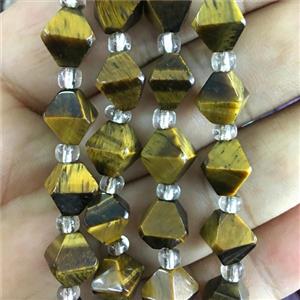 Tiger eye stone bicone beads, approx 10mm [GB13785]