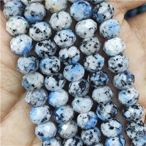Natural Kiwi Jasper Beads Faceted Rondelle Lt.Blue Treated, approx 6-8mm [GB13805]