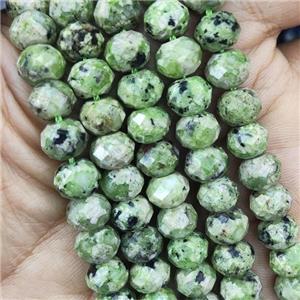 Natural Kiwi Jasper Beads Faceted Rondelle Green Treated, approx 6-8mm [GB13808]