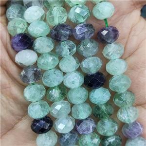 natural Fluorite Beads, faceted rondelle, multicolor, approx 6-8mm [GB13811]