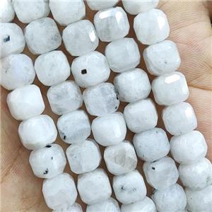 white MoonStone Beads, faceted cube, approx 4mm [GB13839-4MM]