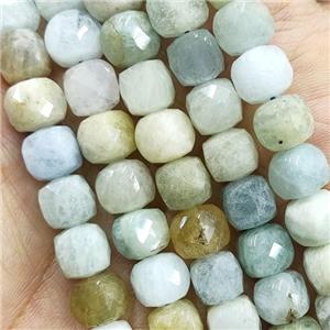Aquamarine cube Beads, faceted, approx 4mm [GB13841-4MM]