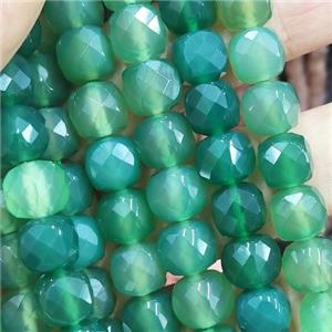 green Agate cube beads, faceted, approx 4mm [GB13845]
