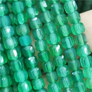 green Agate Cube Beads, faceted, approx 5mm [GB13848-5MM]