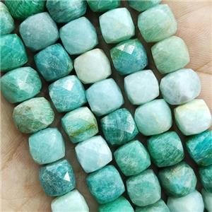 green Amazonite Beads, faceted cube, approx 9-10mm [GB13855-10MM]