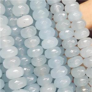 lt.blue Jade beads, faceted rondelle, approx 6x10mm [GB13868]