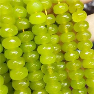 olive Jade beads, faceted rondelle, approx 6x10mm [GB13869]