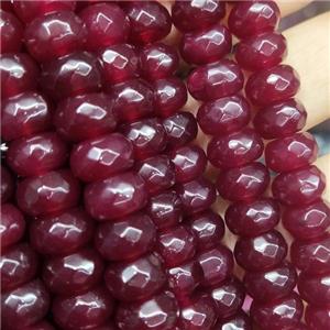 ruby Jade beads, faceted rondelle, approx 6x10mm [GB13871]