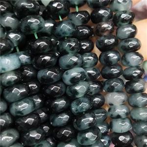 Jade beads, faceted rondelle, approx 6x10mm [GB13872]