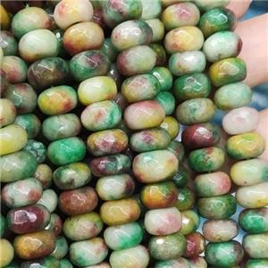 multicolor Jade beads, faceted rondelle, approx 6x10mm [GB13874]