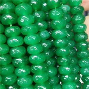 green Jade beads, faceted rondelle, approx 6x10mm [GB13875]