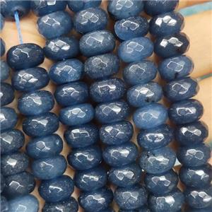 inkblue Jade beads, faceted rondelle, approx 6x10mm [GB13876]