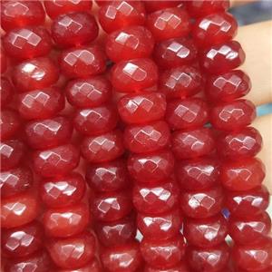red Jade beads, faceted rondelle, approx 6x10mm [GB13879]