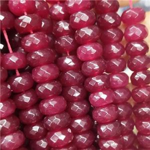 ruby Jade beads, faceted rondelle, approx 6x10mm [GB13881]