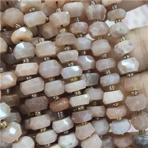 peach MoonStone Beads, faceted rondelle, approx 8mm [GB13892]