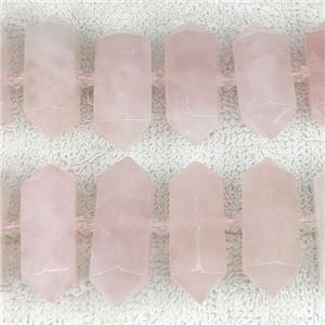 Rose Quartz bullet beads, pink, approx 12-30mm [GB13898]