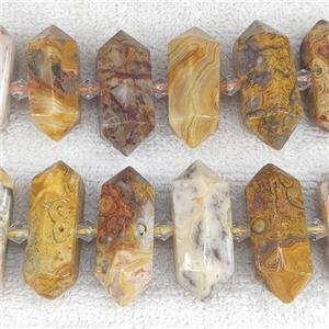 yellow Crazy Agate bullet beads, approx 12-30mm [GB13900]