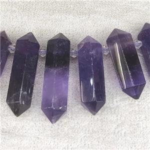 purple Amethyst bullet beads, top-drilled, approx 12-50mm [GB13911]