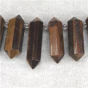Tiger Eye Stone bullet beads, top-drilled, approx 12-50mm [GB13912]