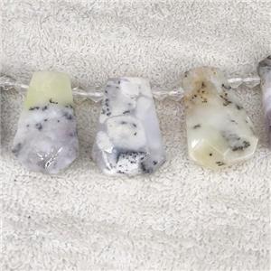 white Moss Opal teardrop beads, topdrilled, approx 12-27mm [GB13925]