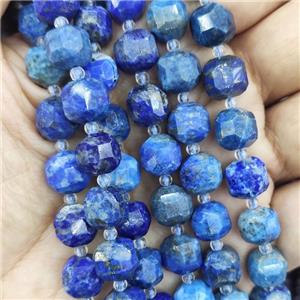 blue Lapis Lazuli Beads, faceted cube, approx 8-9mm [GB13980]
