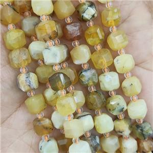 yellow Opal Stone Beads, faceted cube, approx 7-8mm [GB13994]