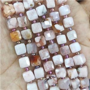 Cherry Sakura Agate Beads Pink Faceted Cube, approx 7-8mm [GB14003]