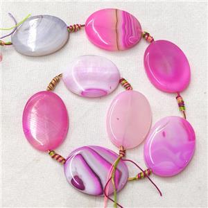 Stripe Agate Oval Beads, hotpink, approx 30-40mm [GB14016]