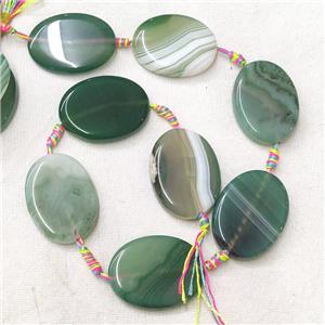 Stripe Agate Oval Beads, green, approx 30-40mm [GB14021]