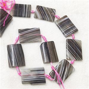 natural Agate Rectangle Beads, black, approx 25-35mm [GB14029]
