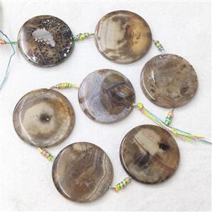 Veins Agate Circle Beads, coffee, approx 35-40mm [GB14031]