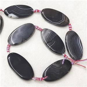 stripe Agate Oval Beads, black, approx 25-48mm [GB14047]