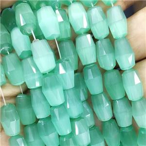 green Cat eye stone barrle beads, faceted, approx 8.5-14mm [GB14051]